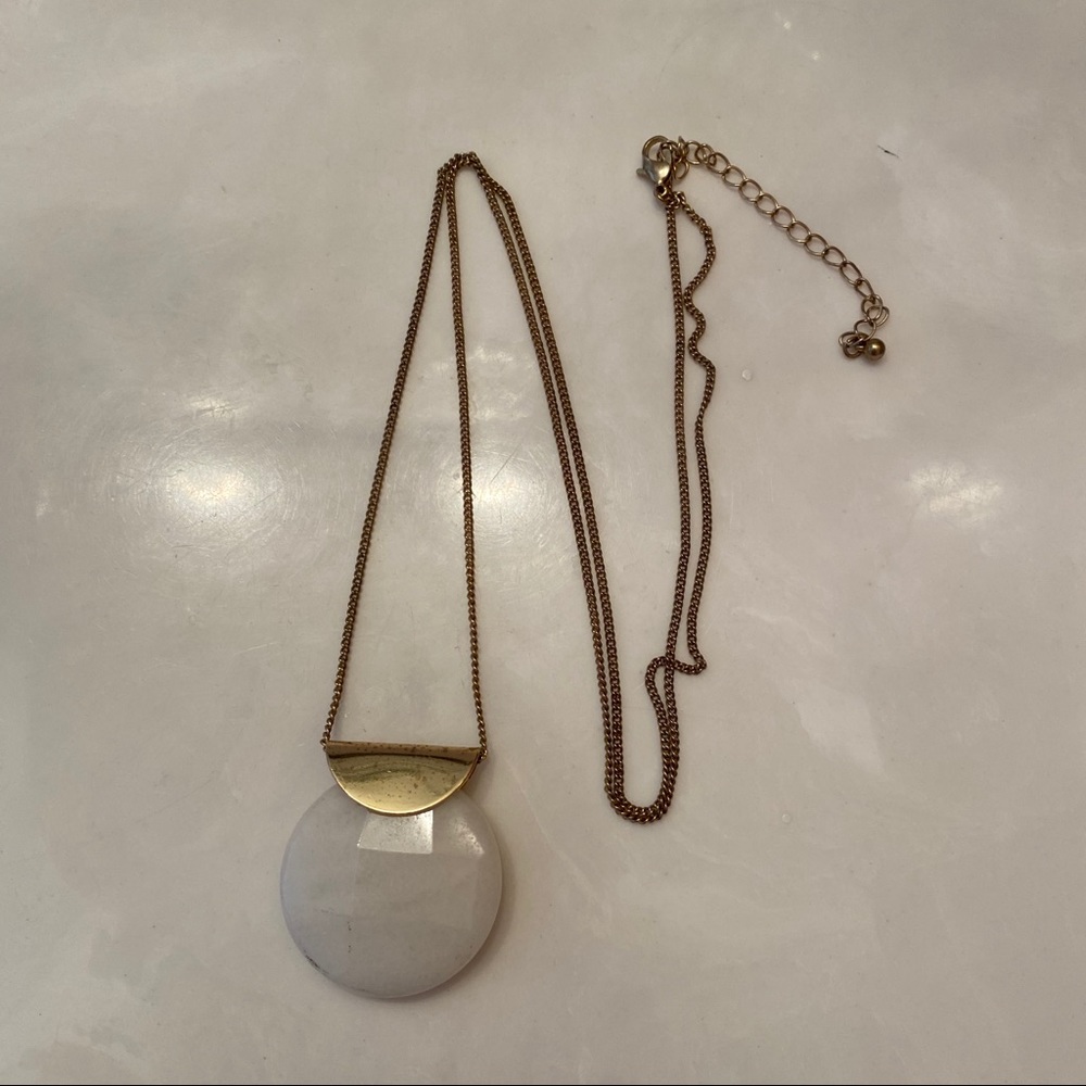 Gold + Marble Stone Necklace View 2